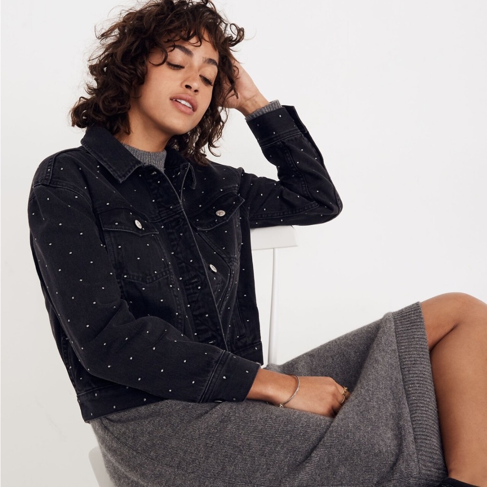 MADEWELL The Boxy-Crop Jean Jacket: Metallic Dot Edition